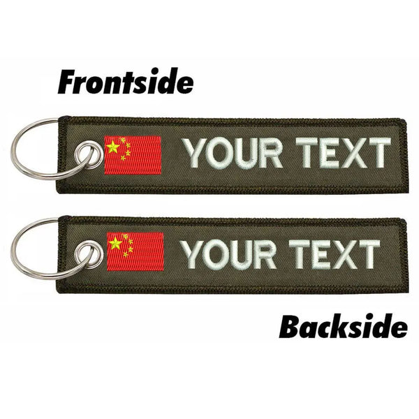 Personalized Keychain 'China Flag' Embroidered Velcro Patch