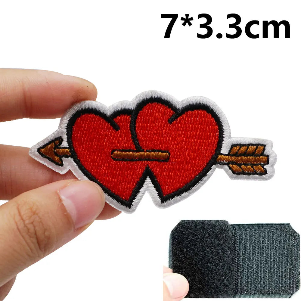 Red Hearts 'Arrow' Embroidered Velcro Patch