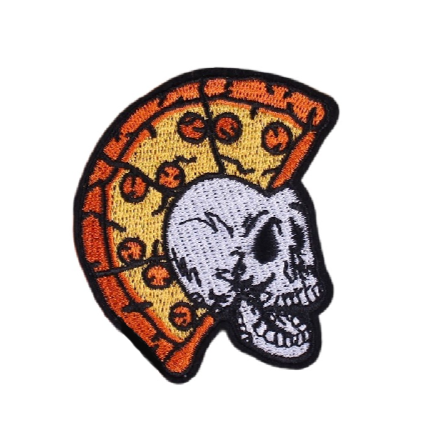 Pizza Skull Embroidered Patch