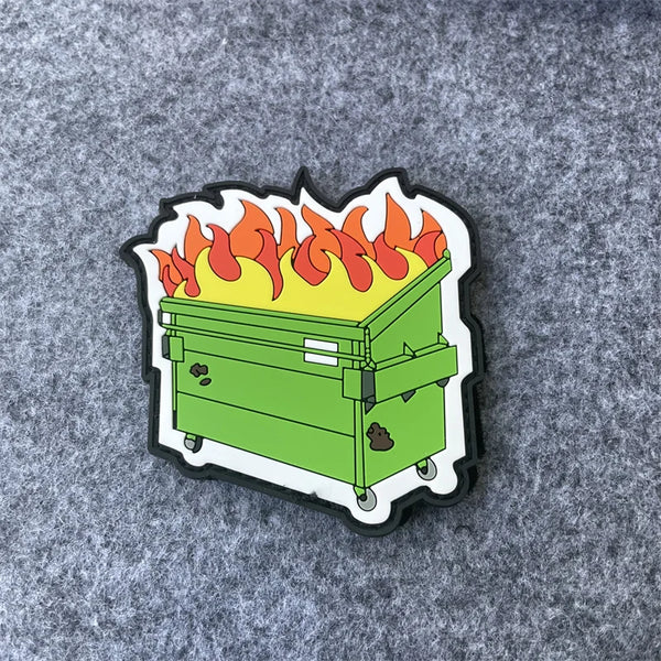 Cute 'Dumpster Fire' PVC Rubber Velcro Patch