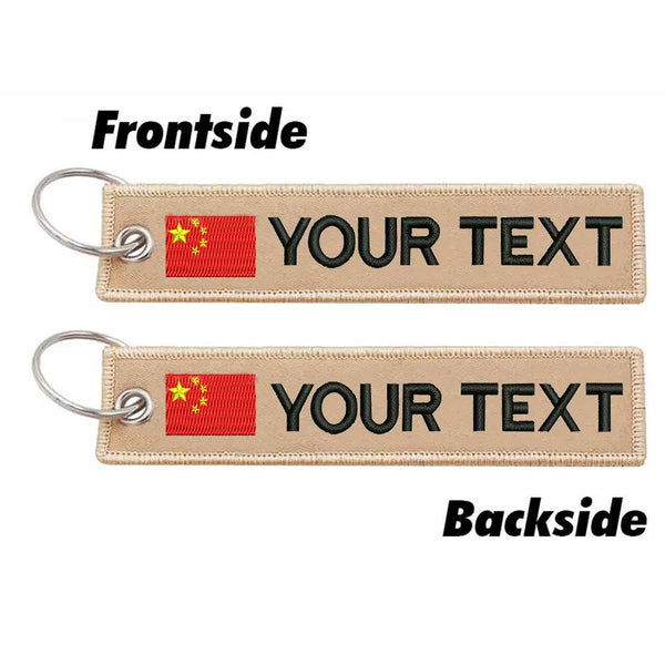 Personalized Keychain 'China Flag' Embroidered Velcro Patch