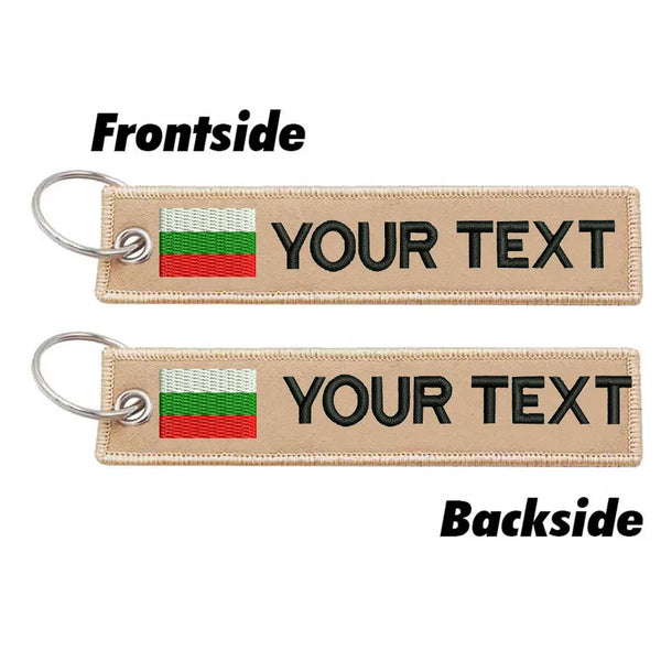 Personalized Keychain 'Bulgaria Flag' Embroidered Velcro Patch