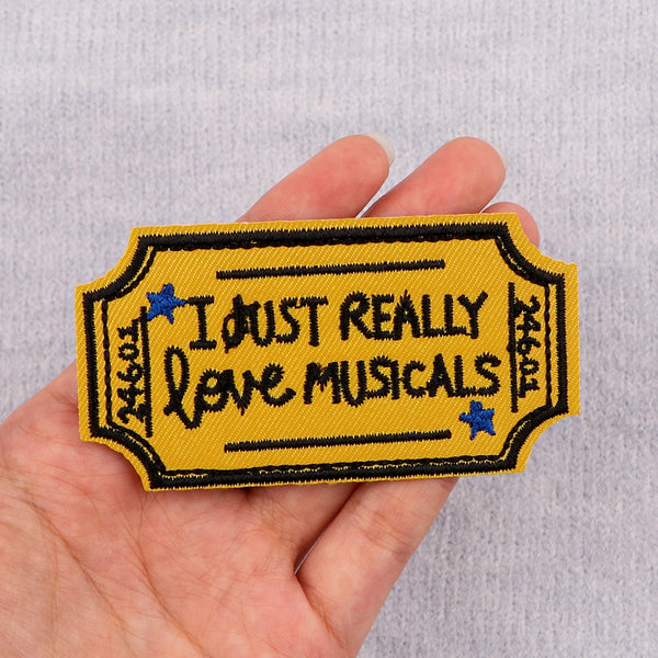 Music Ticket ‘I Just Really Love Musicals’ Embroidered Patch