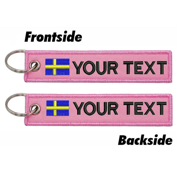 Personalized Keychain 'Sweden Flag' Embroidered Velcro Patch