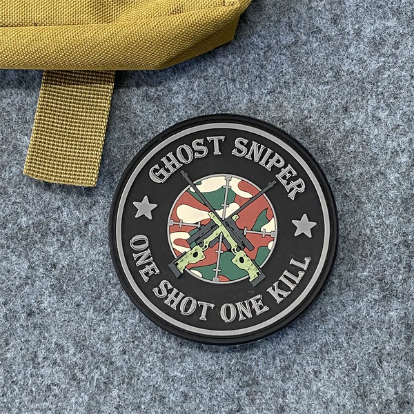 Ghost Sniper 'One Shot One Kill' PVC Rubber Velcro Patch