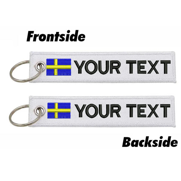 Personalized Keychain 'Sweden Flag' Embroidered Velcro Patch