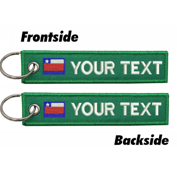 Personalized Keychain 'Chile Flag' Embroidered Velcro Patch