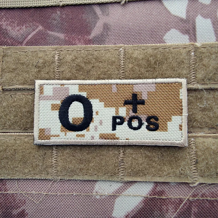 Blood Type 'O Positive | Camouflage' Embroidered Velcro Patch