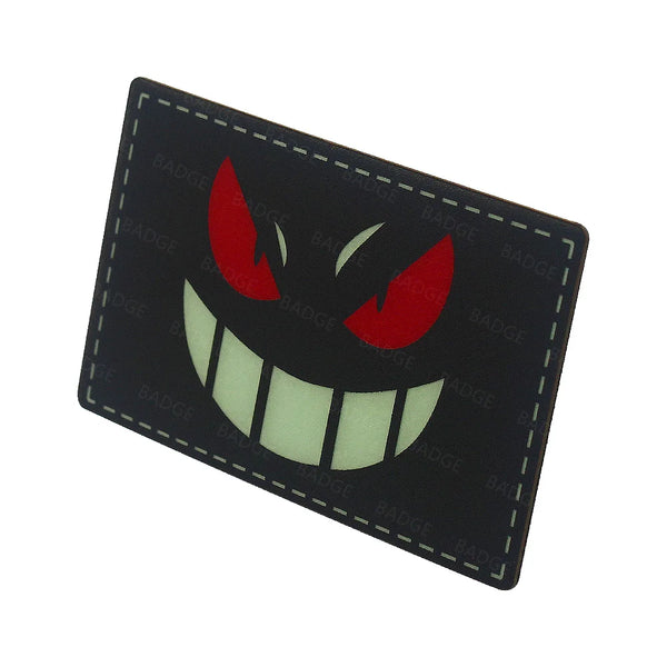 Evil Smiley Face 'Luminous' PVC Rubber Velcro Patch