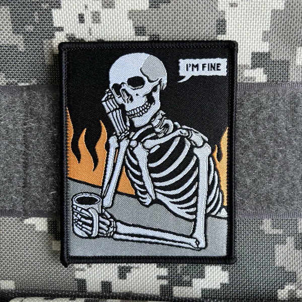 Skeleton 'I'm Fine' Embroidered Velcro Patch