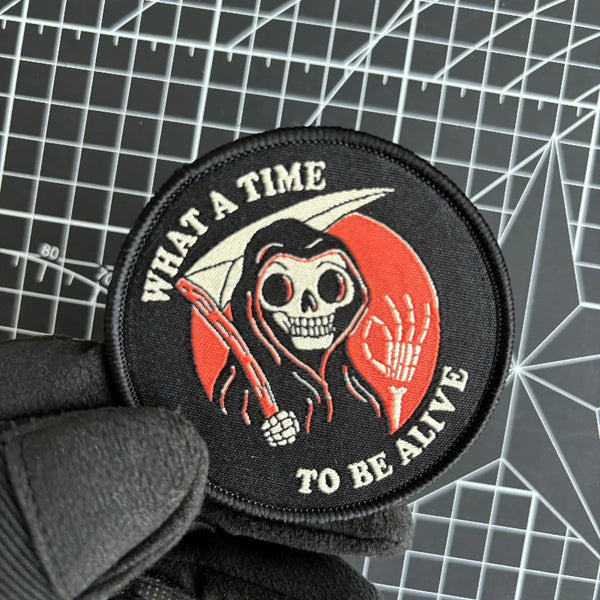 Grim Reaper 'What A Time To Be Alive 1.0' Embroidered Velcro Patch