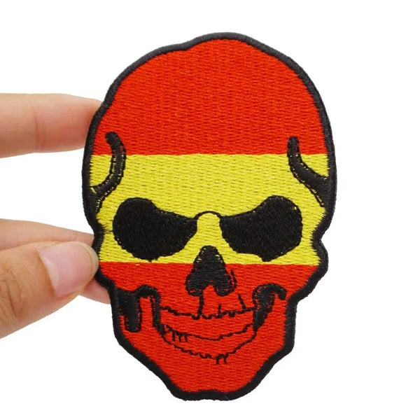 Skull 'Spain Flag' Embroidered Velcro Patch