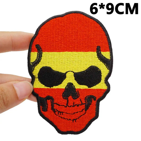 Skull 'Spain Flag' Embroidered Patch