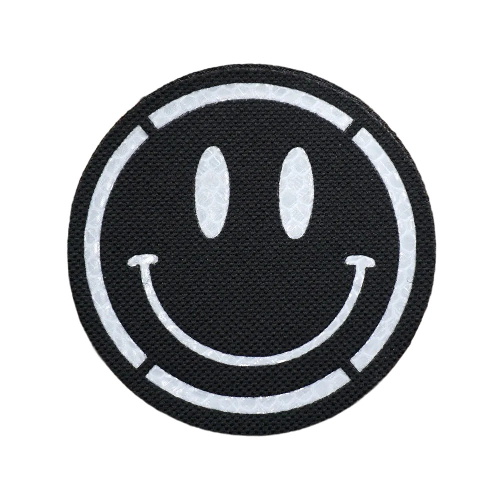 Smiling Face 'Reflective' Embroidered Velcro Patch