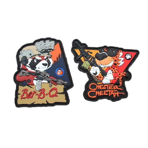 Military Tactical 'Bar-B-Q and Chester Cheetah | Set of 2' PVC Rubber Velcro Patch