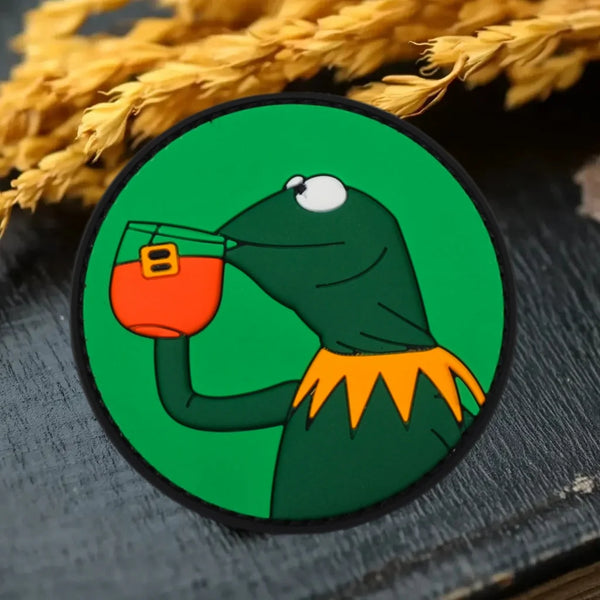 Kermit the Frog ‘Drinking Tea’ PVC Rubber Velcro Patch