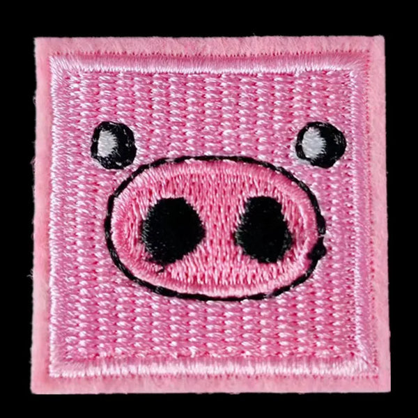 Cute Pig Face 'Square' Embroidered Patch