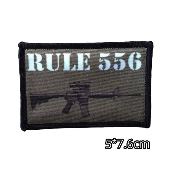 Military Tactical 'Rule 556 | AR-15 Rifle' Embroidered Velcro Patch