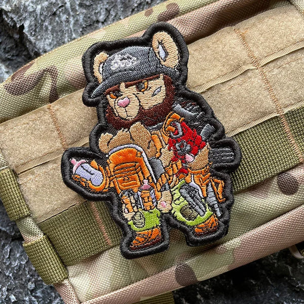 Military Tactical 'Super Bear Dad | Baby Bottle' Embroidered Velcro Patch