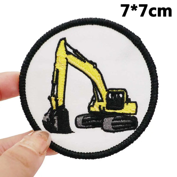 Yellow Backhoe 'Round' Embroidered Patch