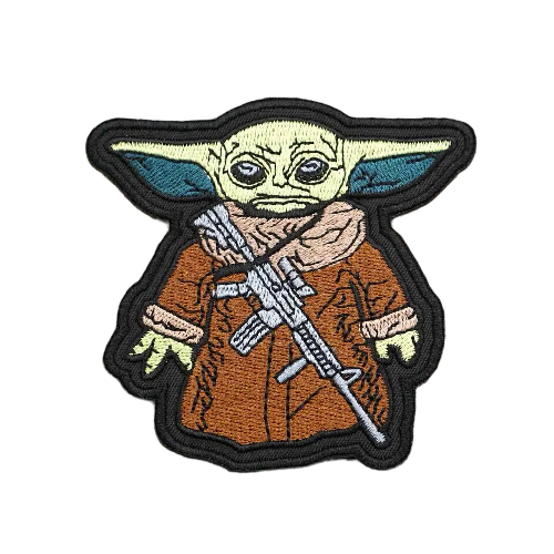 Empire and Rebellion 'Baby Yoda | Tactical Gun' Embroidered Velcro Patch