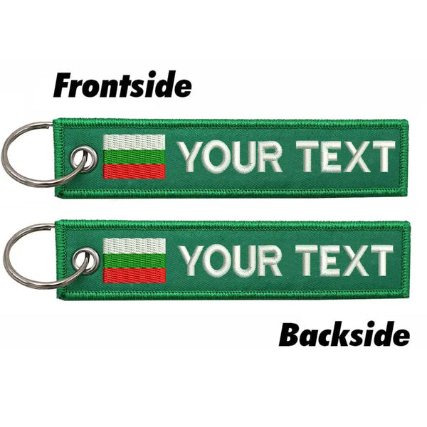 Personalized Keychain 'Bulgaria Flag' Embroidered Velcro Patch