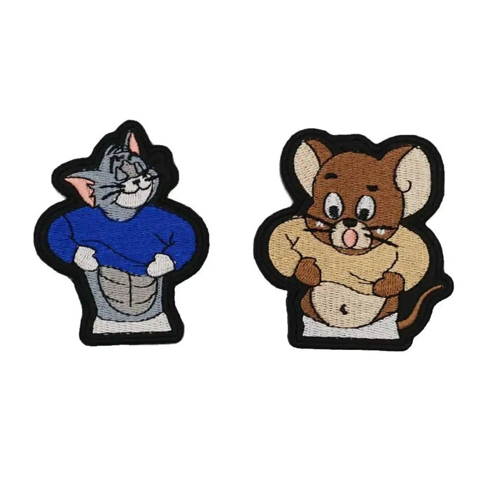 Tom and Jerry 'Fit and Fat | Set of 2' Embroidered Velcro Patch