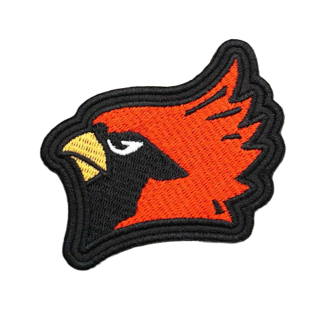 Cardinal Patch Red Cardinal Bird 'Head' Embroidered Velcro Patch