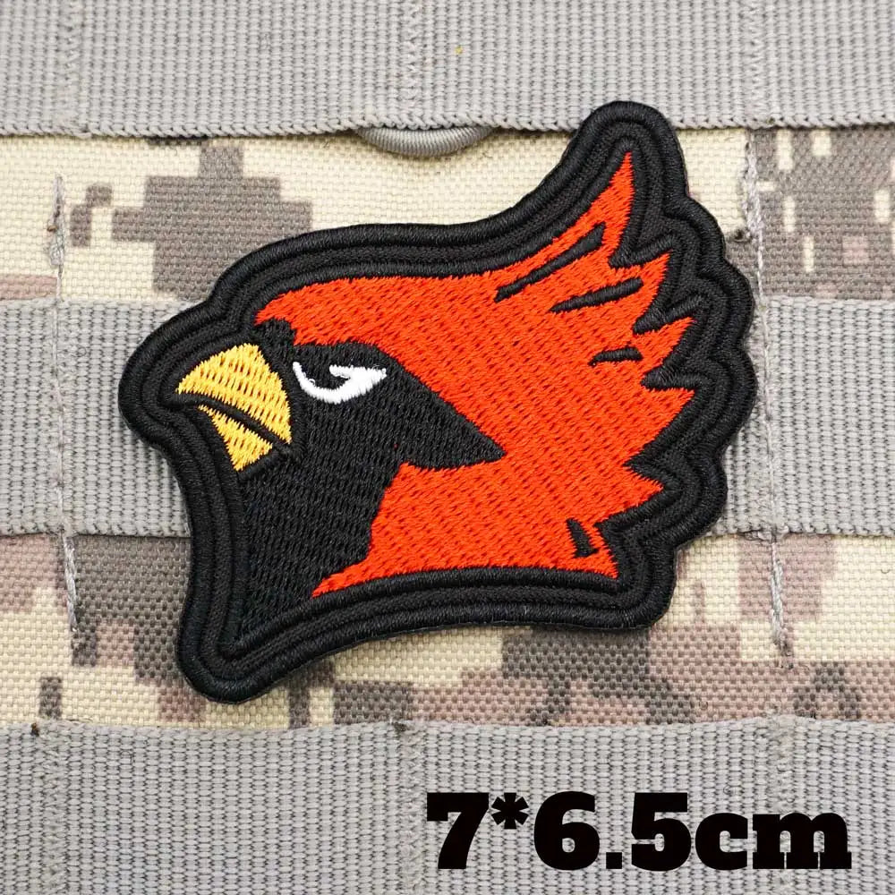 Cardinal Red Rocker Patch Color Red Cardinal Bird 'Head' Embroidered Velcro Patch