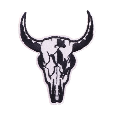 Cow Skull 'Black and White' Embroidered Patch