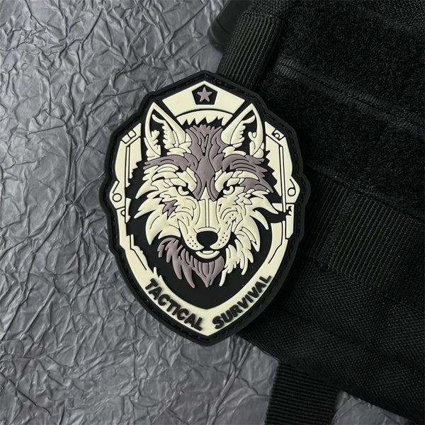 Wolf 'Tactical Survival' PVC Rubber Velcro Patch