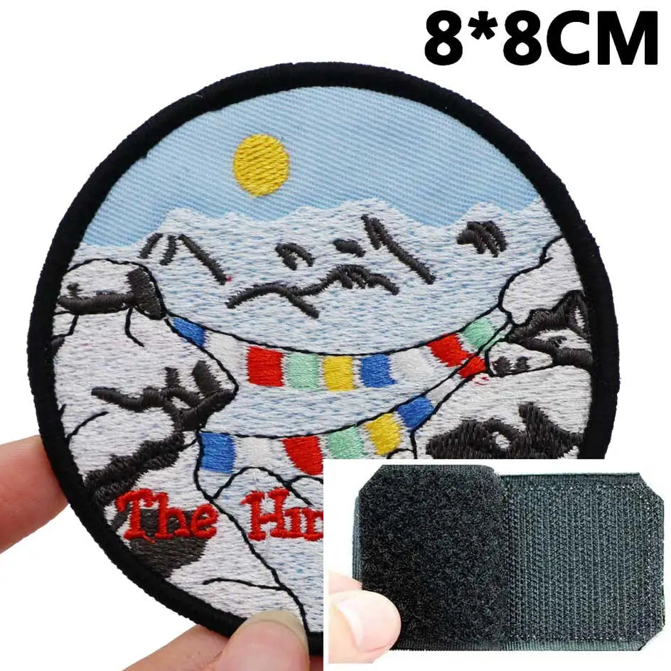 Outdoor Adventure 'The Himalayas | Round' Embroidered Velcro Patch