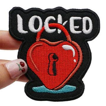 Cute 'Locked Heart' Embroidered Velcro Patch