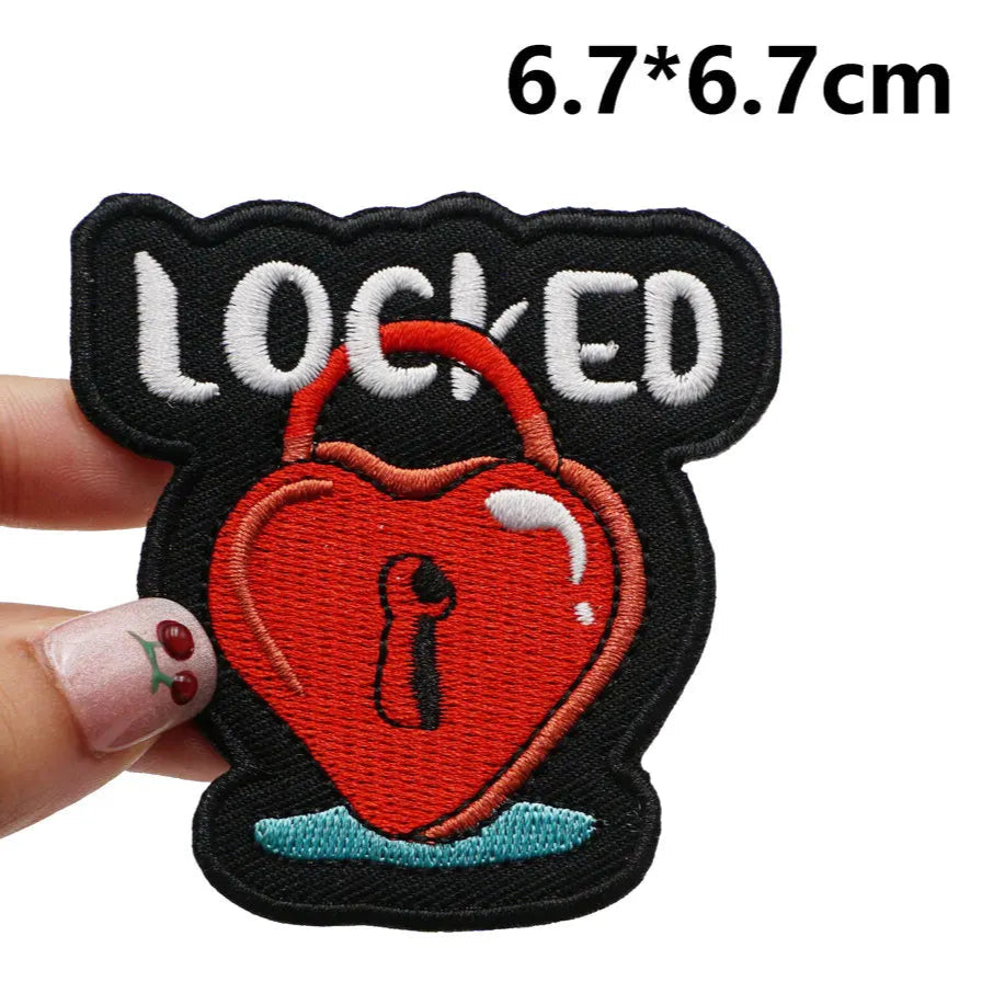 Cute 'Locked Heart' Embroidered Patch