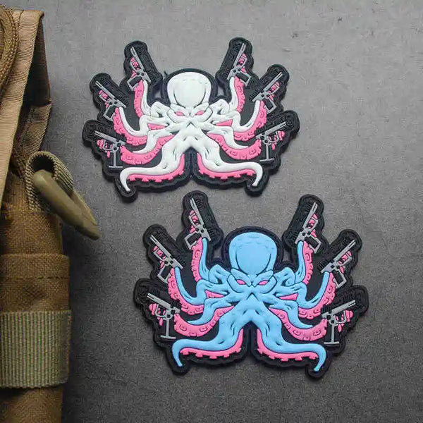 Octopus 'Tactical Guns' PVC Rubber Velcro Patch