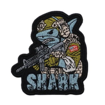 Tactical Shark 'Holding Gun' Embroidered Velcro Patch