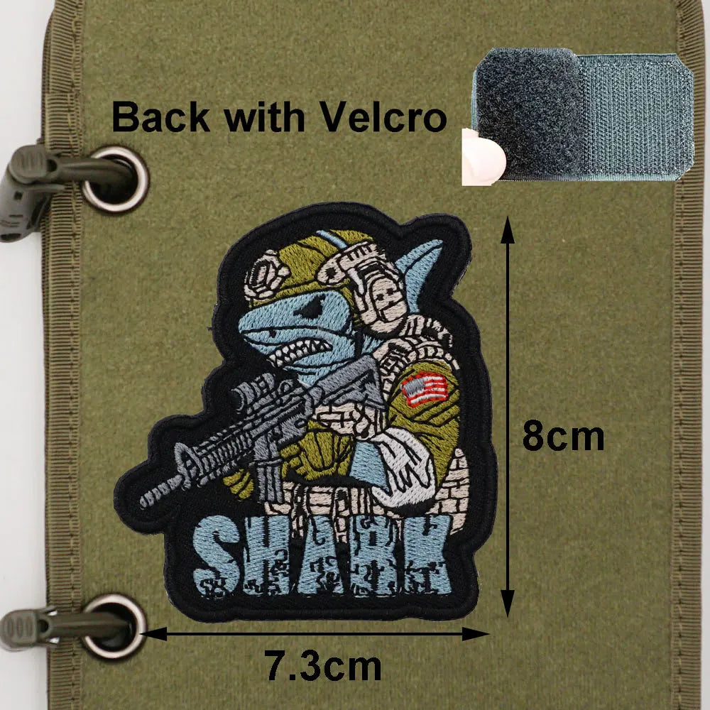 Tactical Shark 'Holding Gun' Embroidered Velcro Patch
