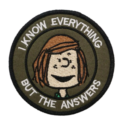 The Peanuts Movie 'Peppermint | I Know Everything But The Answers' Embroidered Velcro Patch