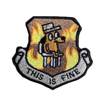 Meme 'This Is Fine Dog' Embroidered Velcro Patch