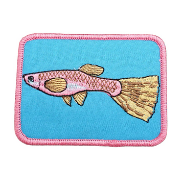 Pink Fish 'Long Tail | Square' Embroidered Velcro Patch