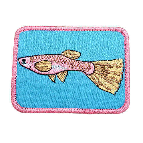 Pink Fish 'Long Tail | Square' Embroidered Velcro Patch