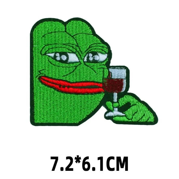 Pepe The Frog 'Holding Wine Glass' Embroidered Patch