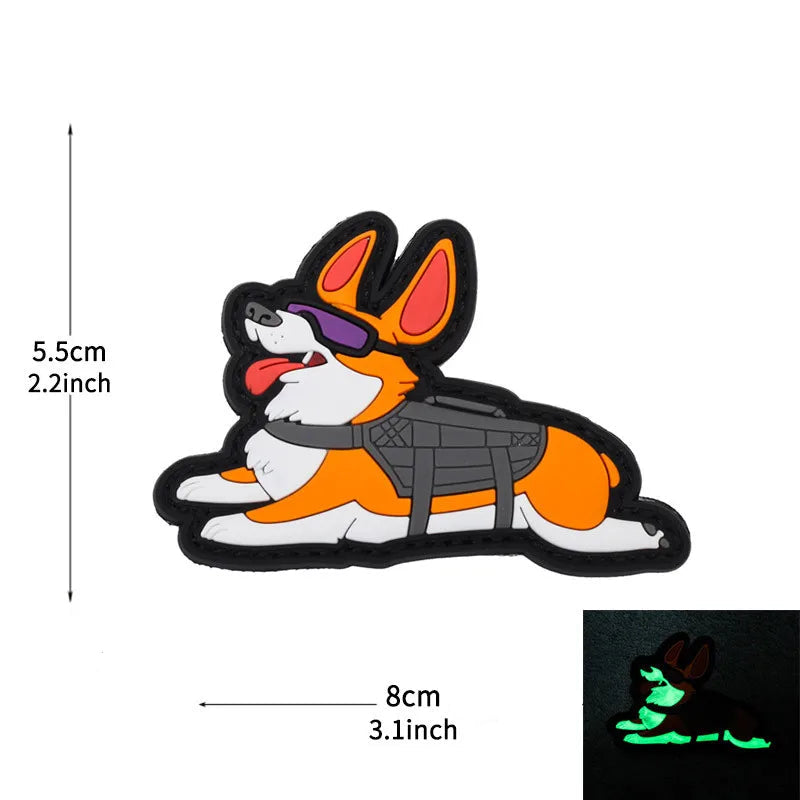 Tactical Corgi Dog 'Luminous' PVC Rubber Velcro Patch