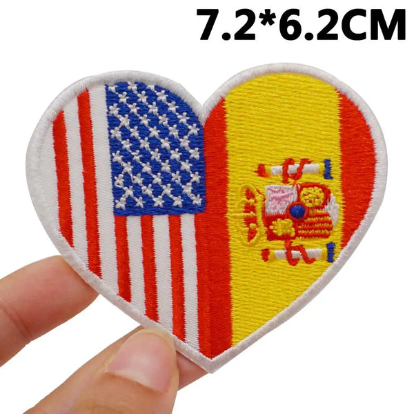 Heart Shaped Flag 'American x Spain' Embroidered Patch