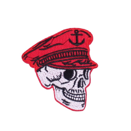 Skull Head 'Captain Hat' Embroidered Patch