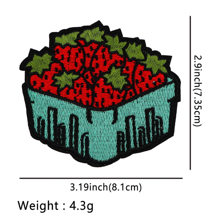 Food 'Strawberries In A Box' Embroidered Patch