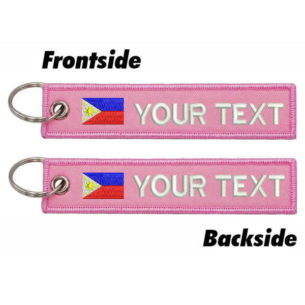 Personalized Keychain 'Philippine Flag' Embroidered Velcro Patch