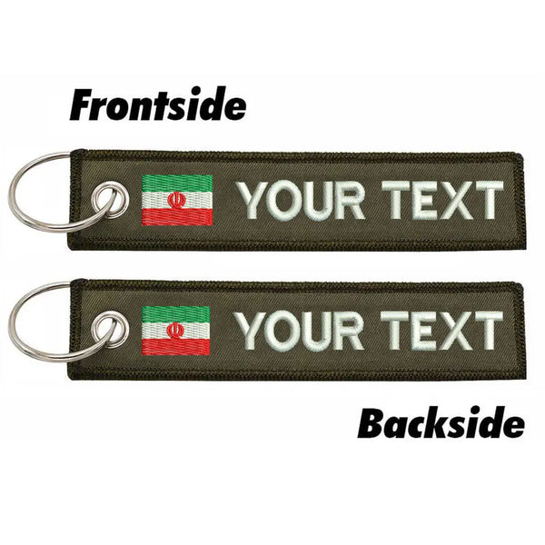 Personalized Keychain 'Iran Flag' Embroidered Velcro Patch