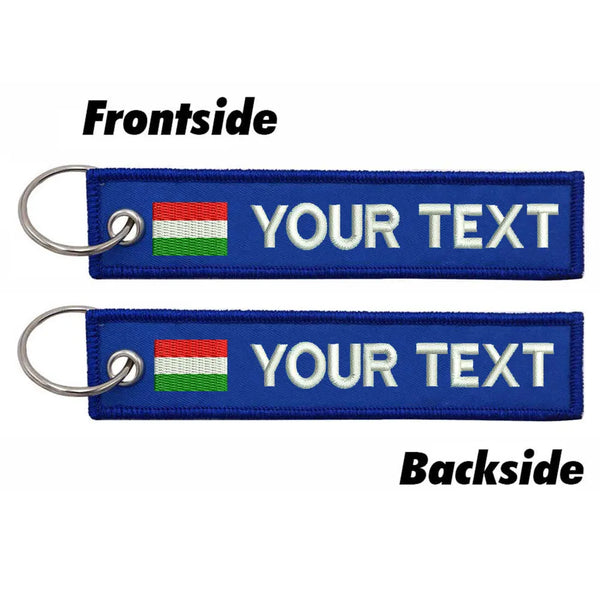 Personalized Keychain 'Hungary Flag' Embroidered Velcro Patch