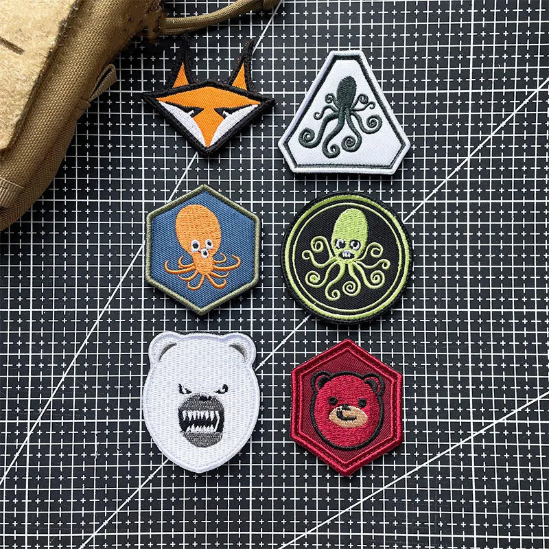 Cute Animals 'Set of 6' Embroidered Velcro Patch